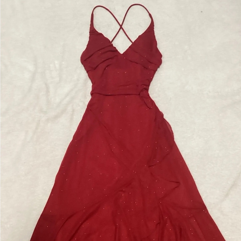 City Triangles Red Ruffle Dress - Picture 2 of 11